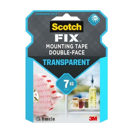 Двойнолепяща монтажна лента 3М FIX TRANSPARENT 7кг - 5 метра